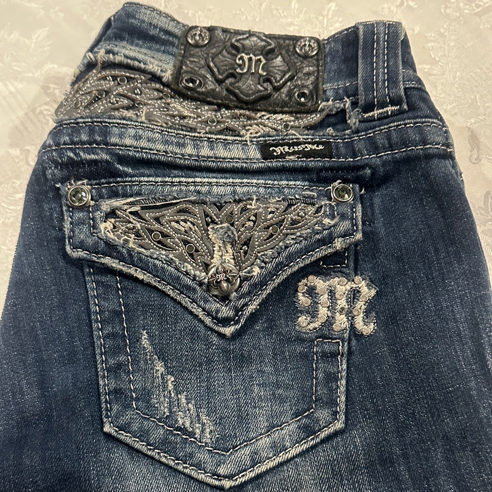Miss Me Women's Blue Jeans with Silver Embroidery